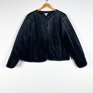 NEW Cato Fashions Plus Size Quilted Velvet Velour Jacket Ideal Black 18/20W